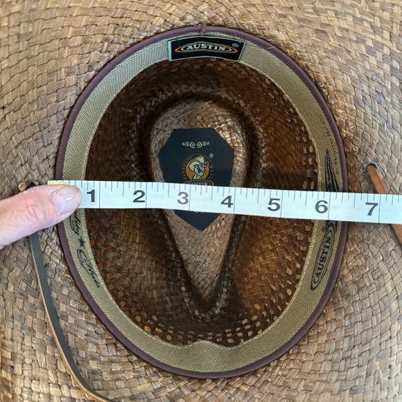 Austin Western Straw Cowboy Hat, Dark Burnout Tan, 12” Head Circumference - Picture 9 of 12